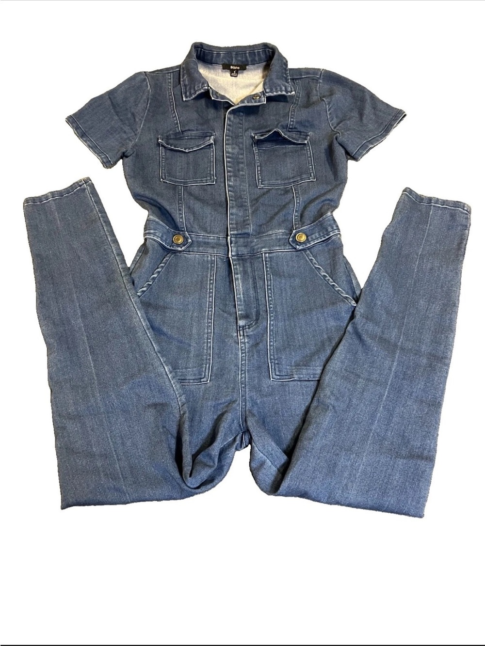 Blashe Denim  Skinny Jumpsuit Medium Wash S Coastal Cowgirl Western Chic 70’s